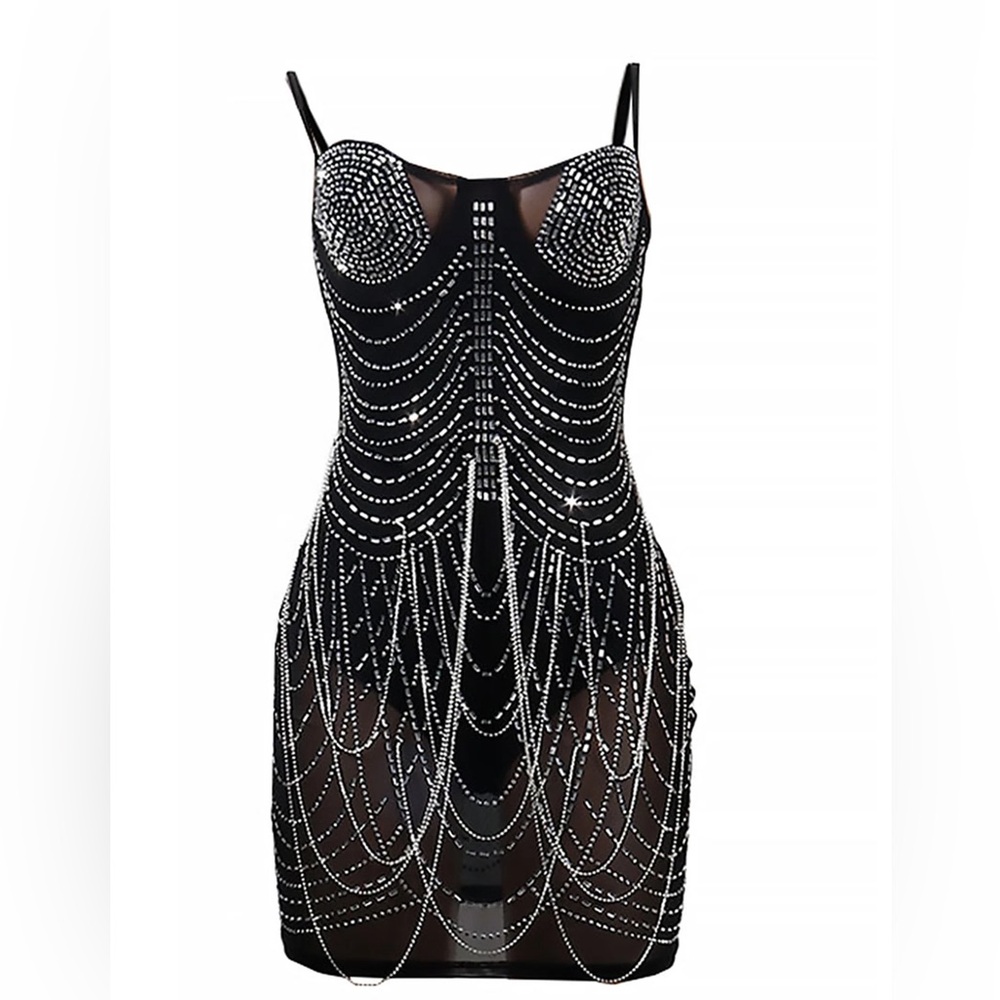 Black and Silver Mini Dress 70’s 80’s disco